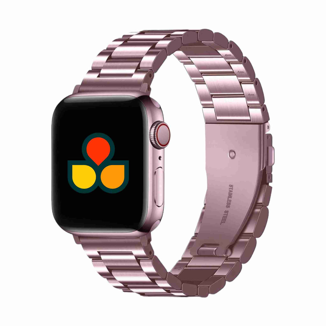 Unique pink Anhem Signature Steel Band suitable for Apple Watch, great for adding a trendy flair.