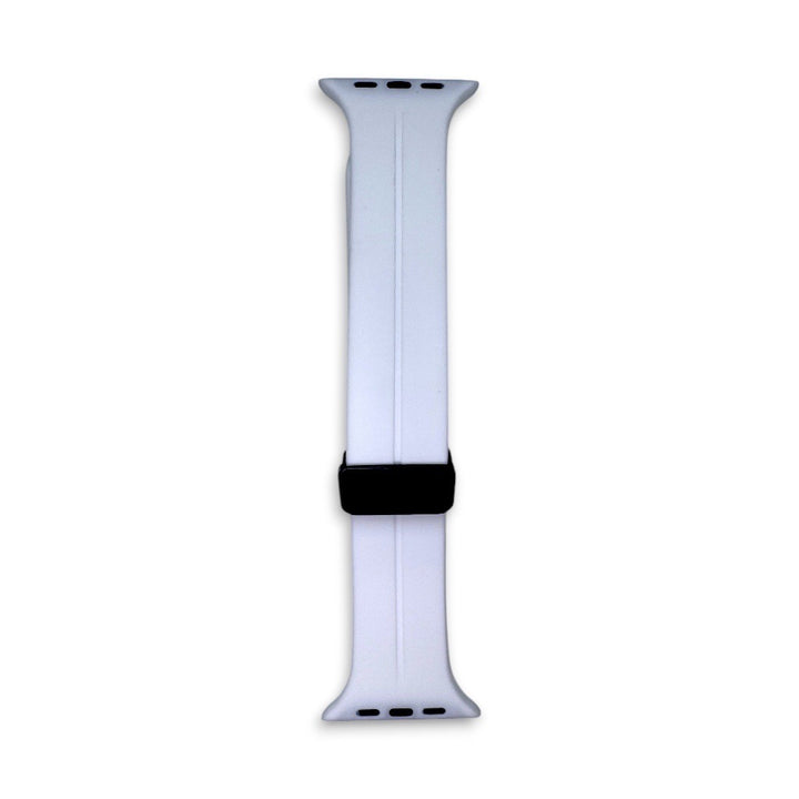 Anhem white silicone apple watch strap with black magnetic buckle pfa free sport band