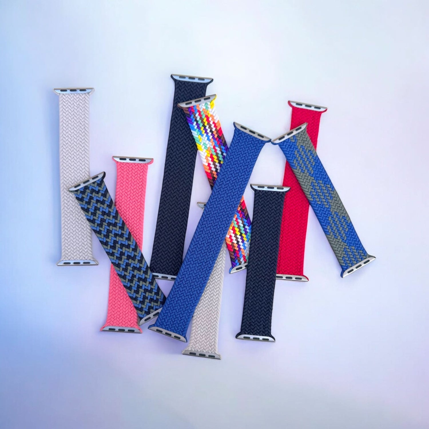 Assorted Braided Loop Bands by Anhem, featuring a variety of designs for Apple Watch users.