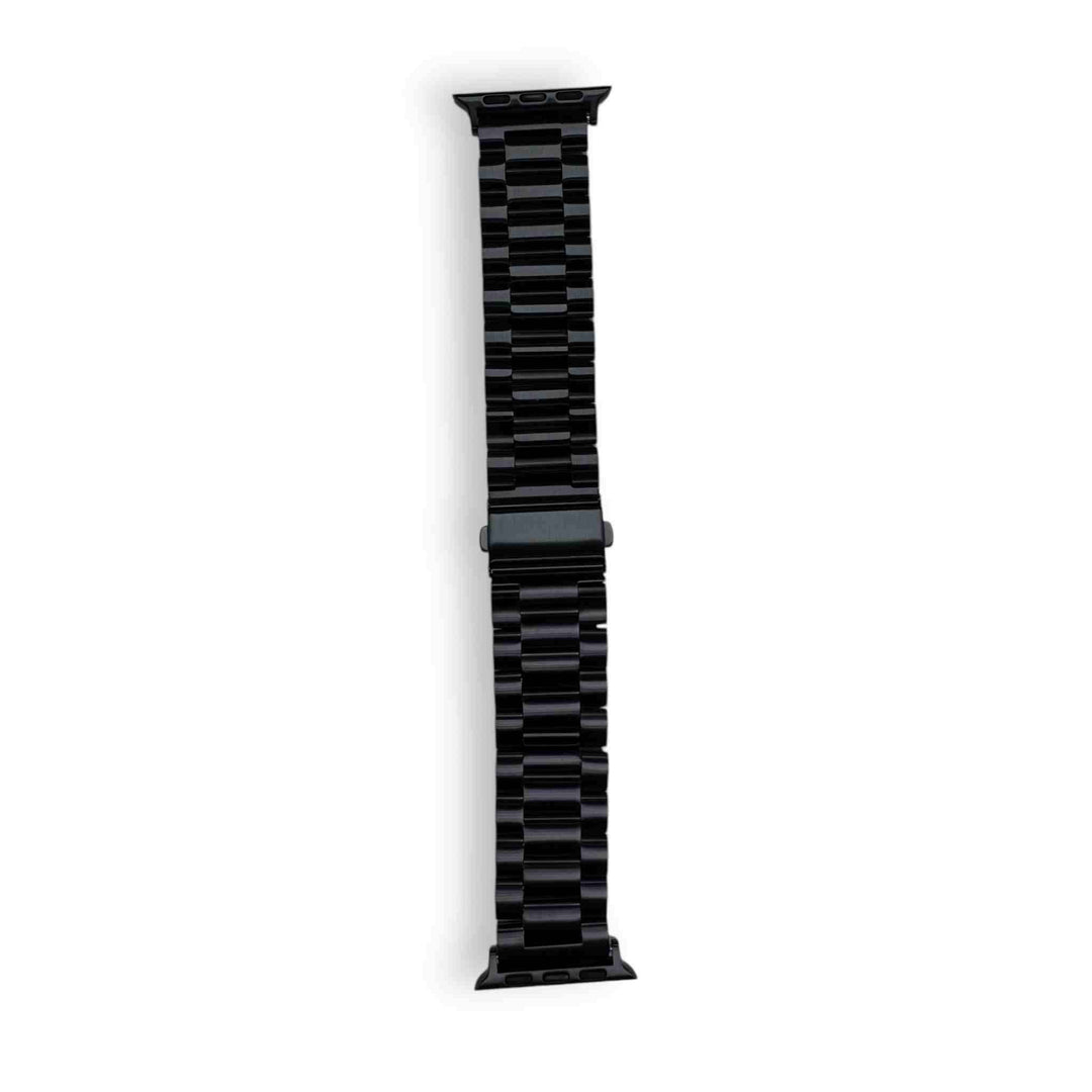 Solid black Anhem Signature Steel Band, an excellent choice for a bold apple watch band.