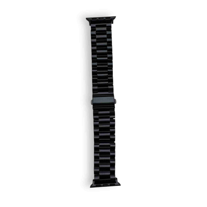 Solid black Anhem Signature Steel Band, an excellent choice for a bold apple watch band.