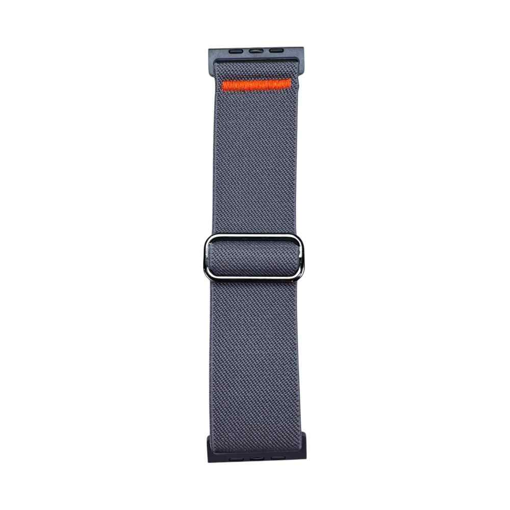 Anhem Ultra Nylon Band laid out flat in gray, highlighting its features as a reliable Nylon Apple Watch Sport Band.