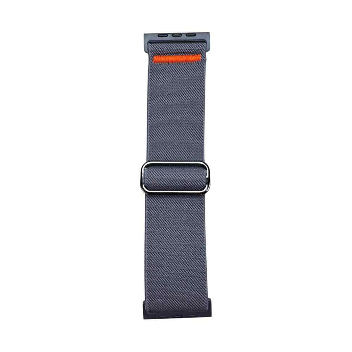 Anhem Ultra Nylon Band laid out flat in gray, highlighting its features as a reliable Nylon Apple Watch Sport Band.
