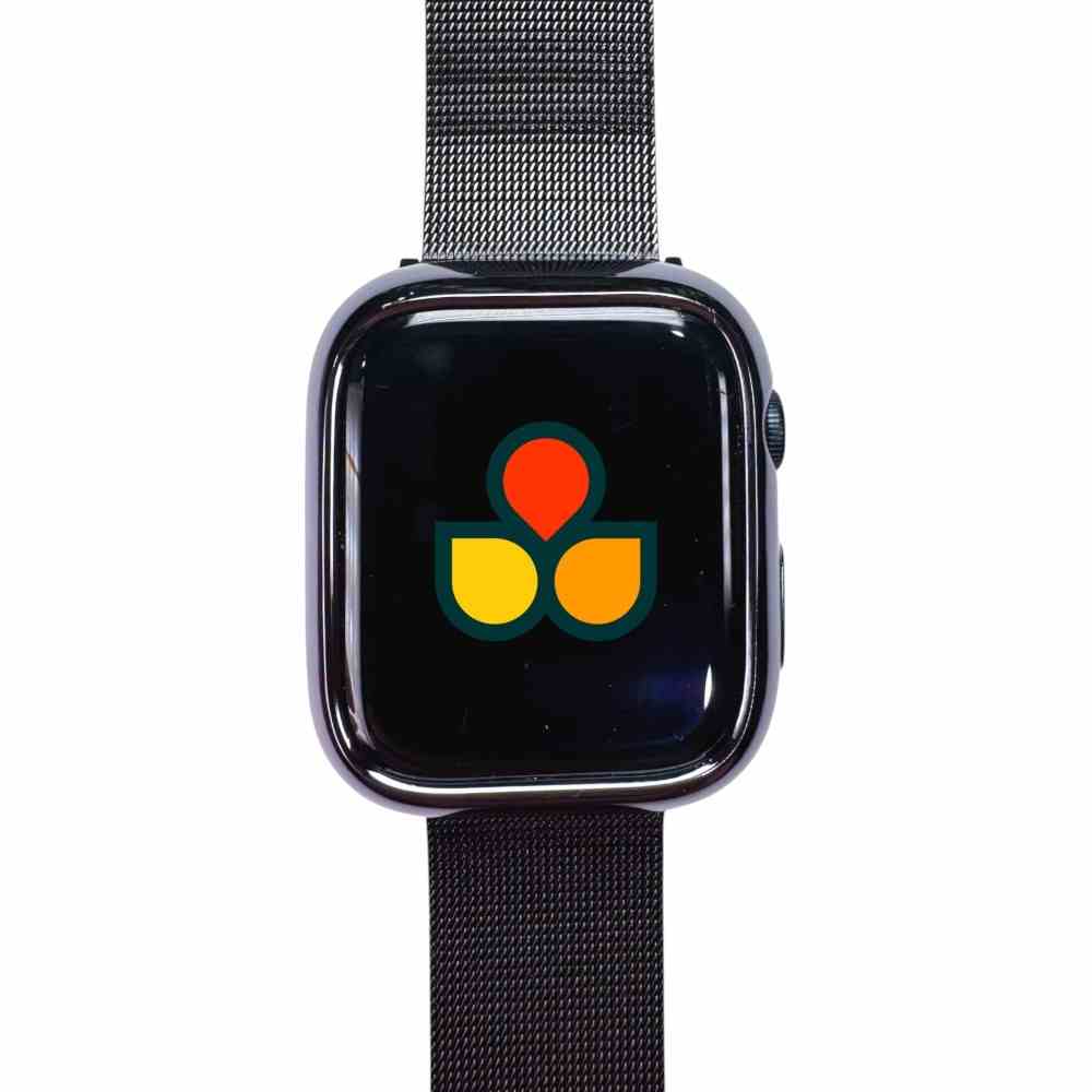 Anhem Protective TPU Case Bumper Cover displayed on a black Apple Watch showcasing vibrant graphics, represents a perfect Apple Watch Case.