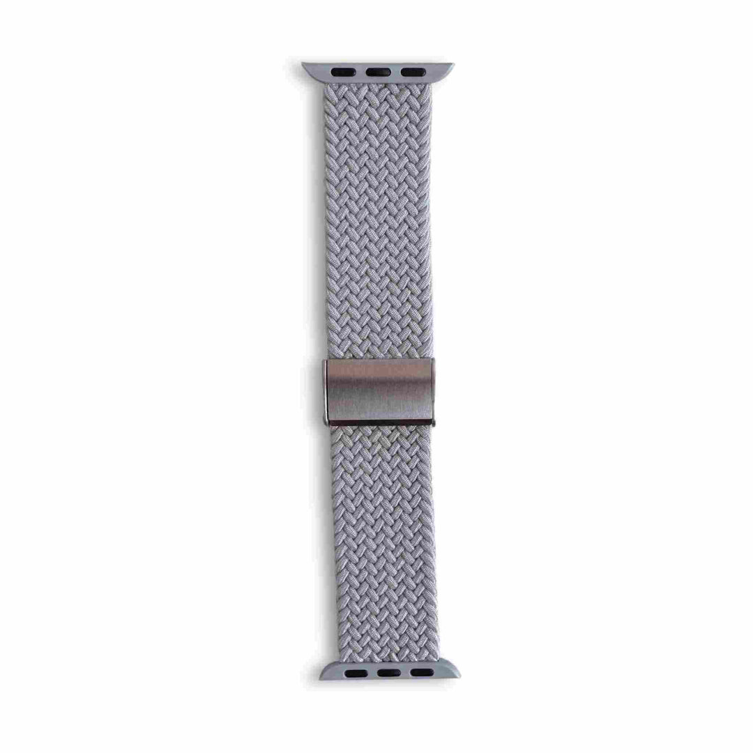 Anhem Braided Nylon Band for Apple Watch in grey, a chic choice for daily wear while ensuring comfort. Ideal for workouts too. Braided Apple Watch Band.