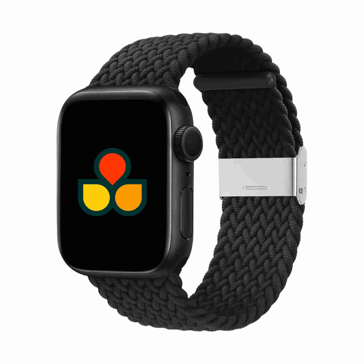 Anhem Braided Nylon Band for Apple Watch in black, featuring a sleek design and comfortable fit. Ideal for fitness enthusiasts and daily wear. Braided Apple Watch Band.
