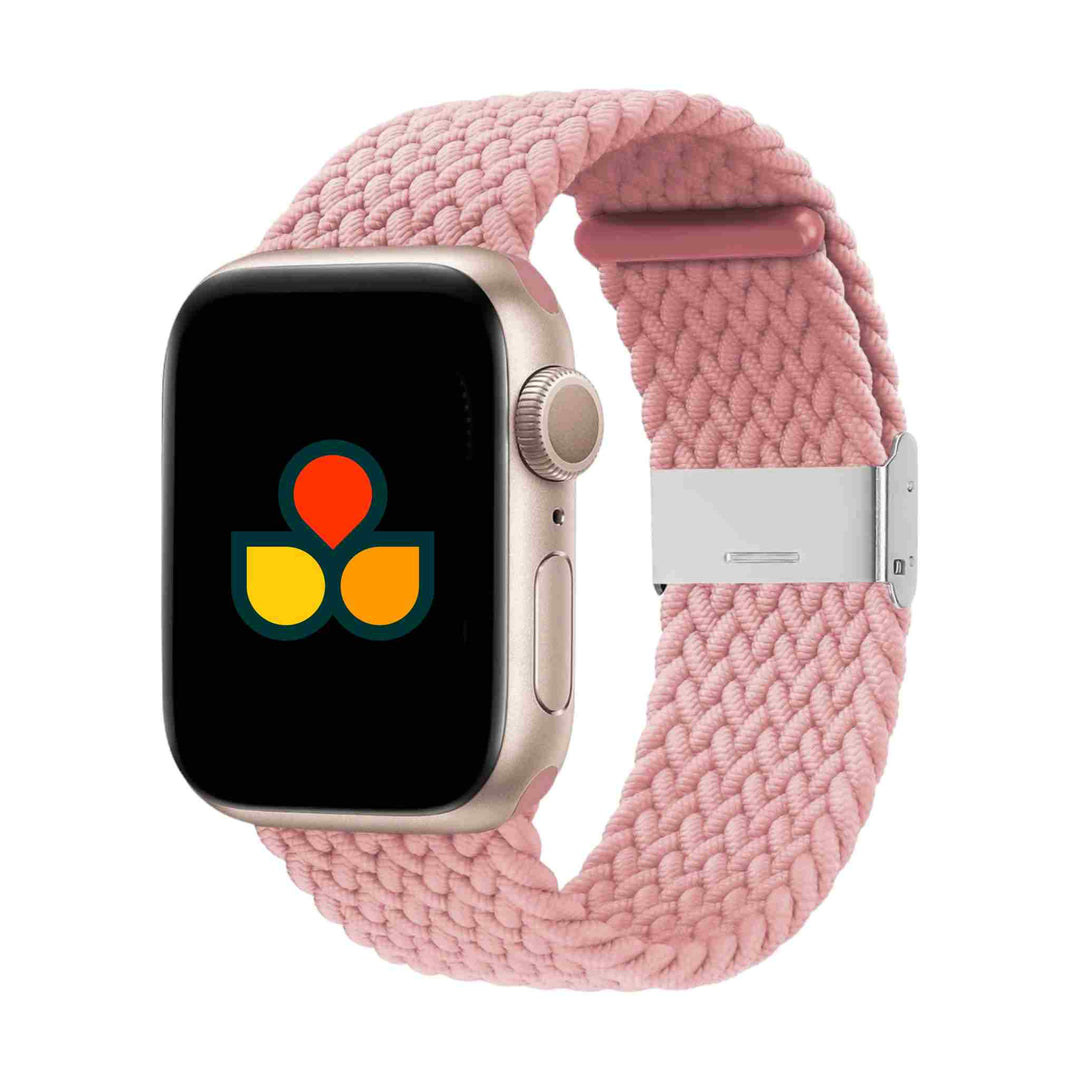 Anhem Braided Nylon Band for Apple Watch in pink, stylish and comfortable for everyday wear. Perfect for sensitive skin. Braided Apple Watch Band.