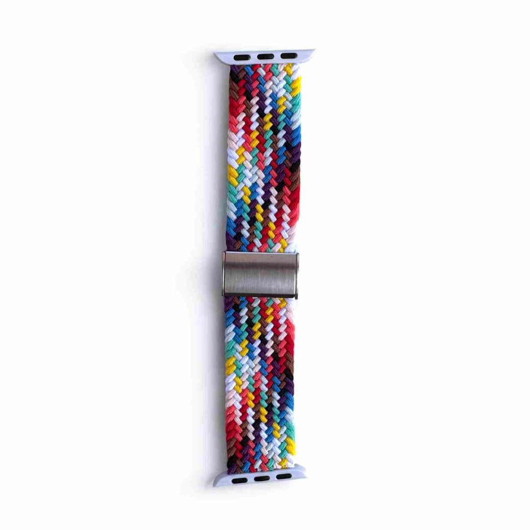 Anhem Braided Nylon Band for Apple Watch featuring a simple yet elegant design in rainbow colors, ideal for versatile fashion choices. Braided Apple Watch Band.