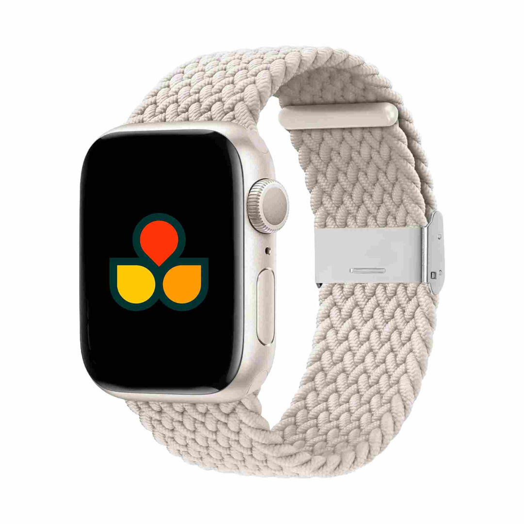 Anhem Braided Nylon Band for Apple Watch in light beige, designed for comfort and style. Perfect for casual use and workouts. Braided Apple Watch Band.
