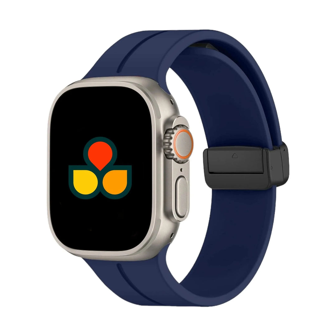 Bold navy blue Anhem Magna Silicone Band, perfect as a stylish Magnetic Silicone Apple Watch band.