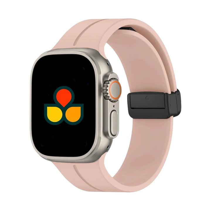 Soft blush pink Anhem Magna Silicone Band, ideal for those seeking a stylish Magnetic Silicone Apple Watch band.