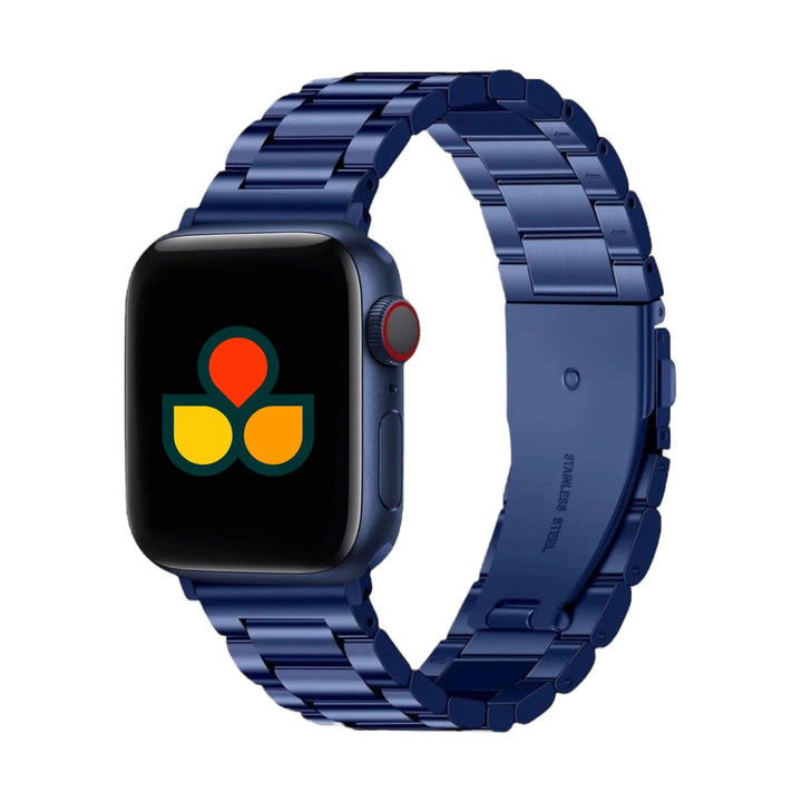 Anhem Signature Steel Band in navy blue, perfect apple watch band for those looking to upgrade their Apple Watch style.