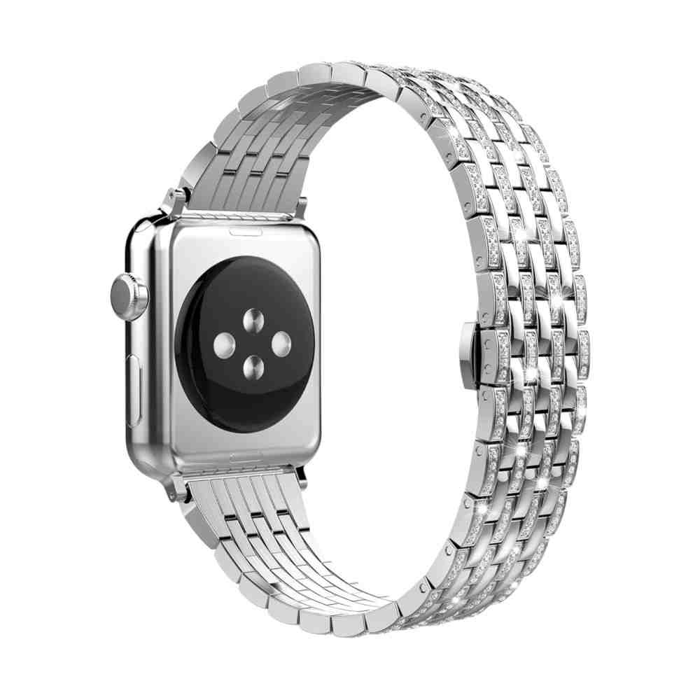 Anhem Crystal Steel Band displayed on an silver Apple Watch, showcasing a stunning and luxurious bling design, perfect for fashion lovers seeking a unique Bling Apple Watch band.