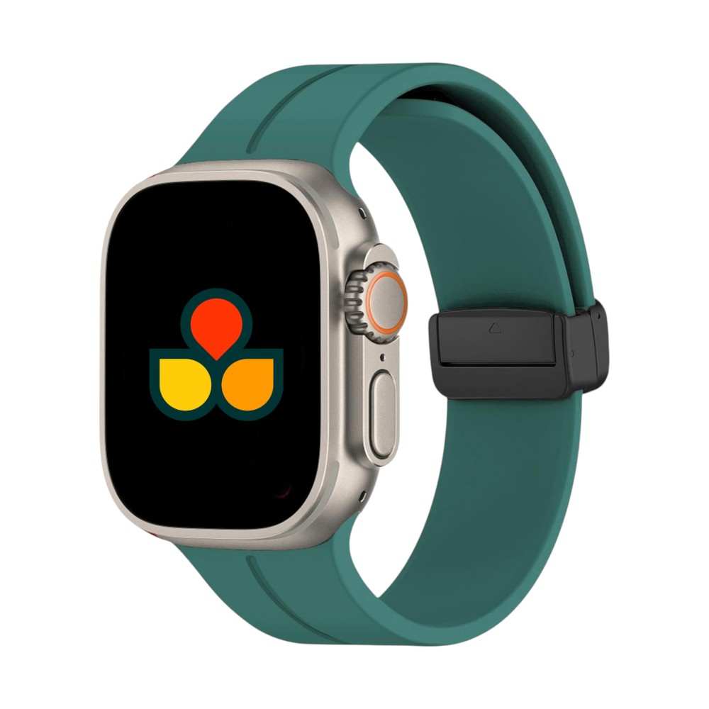 Stylish pine green Anhem Magna Silicone Band, uniquely designed as a comfortable Magnetic Silicone Apple Watch band.
