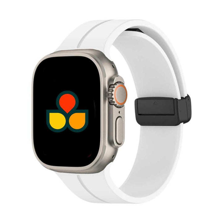 Crisp white Anhem Magna Silicone Band, a classic choice as a Magnetic Silicone Apple Watch band.