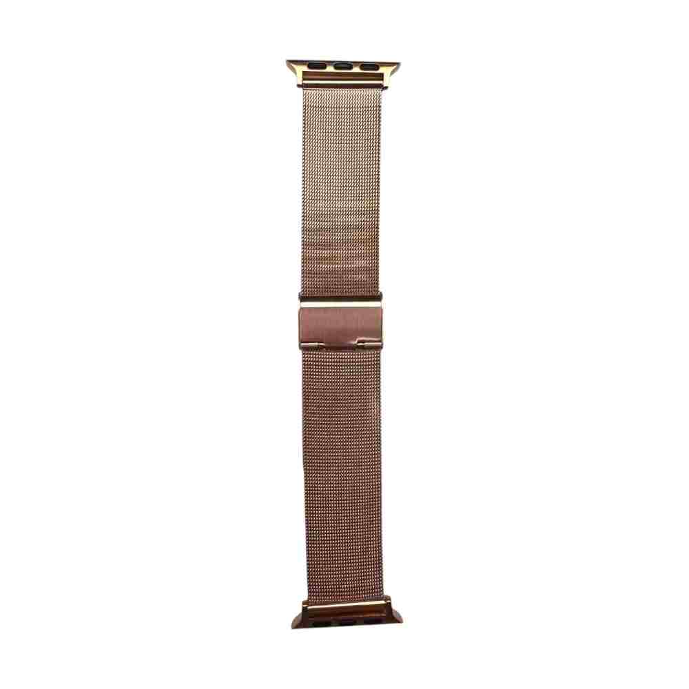 Rose Gold Milan Steel Band by Anhem, presenting its smooth finish and adjustable buckle, perfect for a stylish Milanese apple watch band.