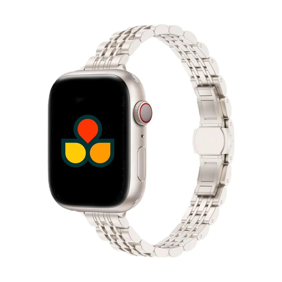 Starlight Anhem Glam Steel Band featuring a sleek, thin design, perfect for a chic look. Ideal thin apple watch band for style and comfort.