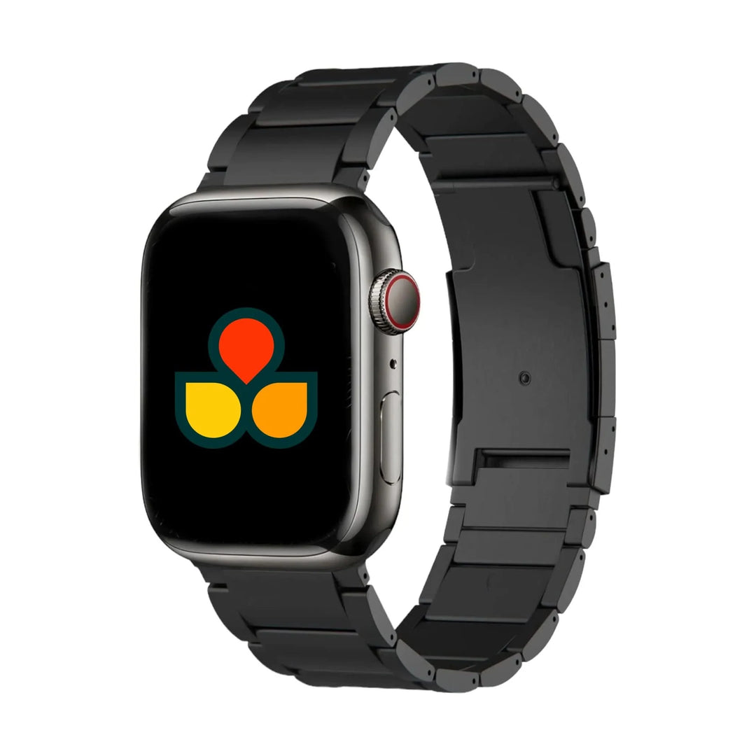 Anhem Ultra Titanium Band in black, featuring a modern look designed for Apple Watch enthusiasts.