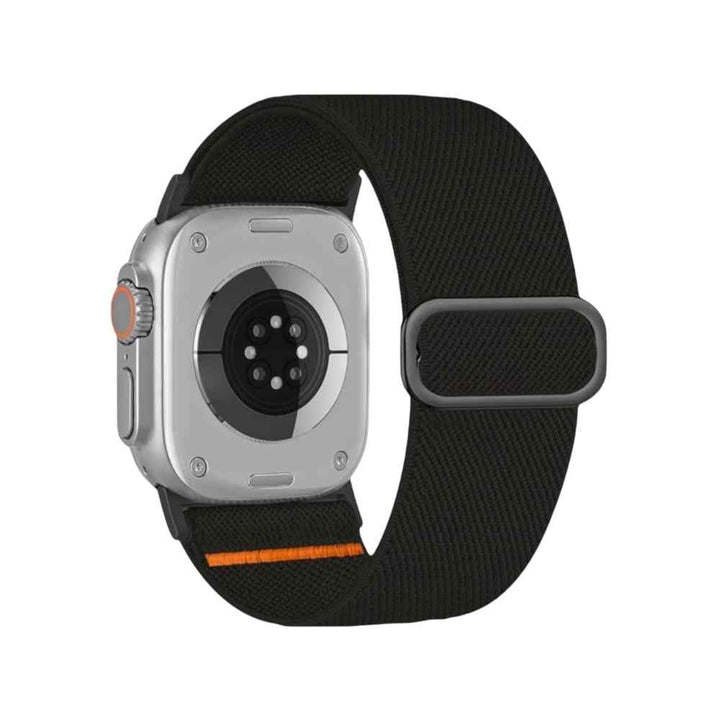Anhem Ultra Nylon Band on Apple Watch, showcasing a sleek black design, perfect as a Nylon Apple Watch Sport Band.