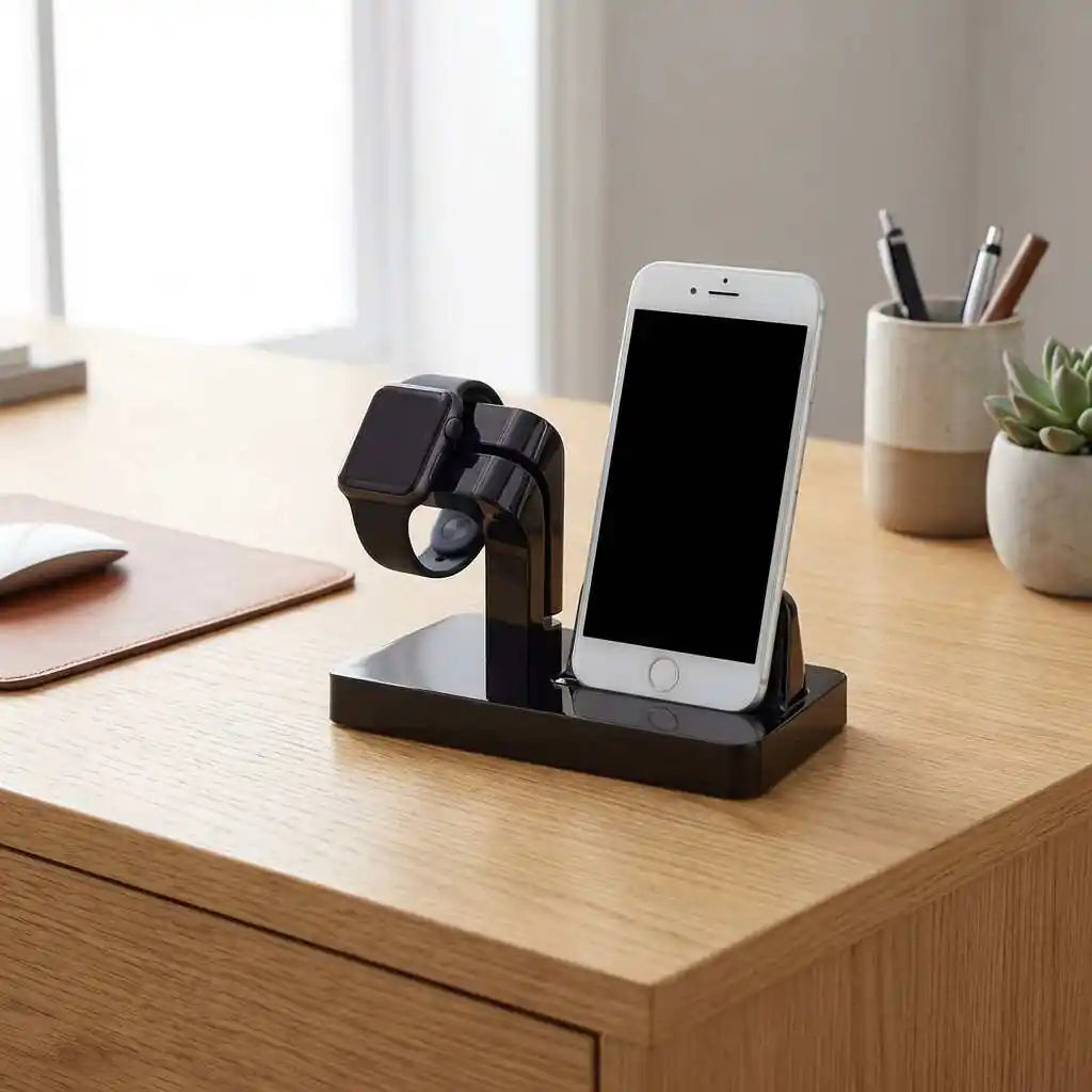 Stylish Anhem Apple Watch charging stand made of bamboo wood, designed for organized charging and minimal clutter.  Apple Watch Charging Stands anhem.myshopify.com