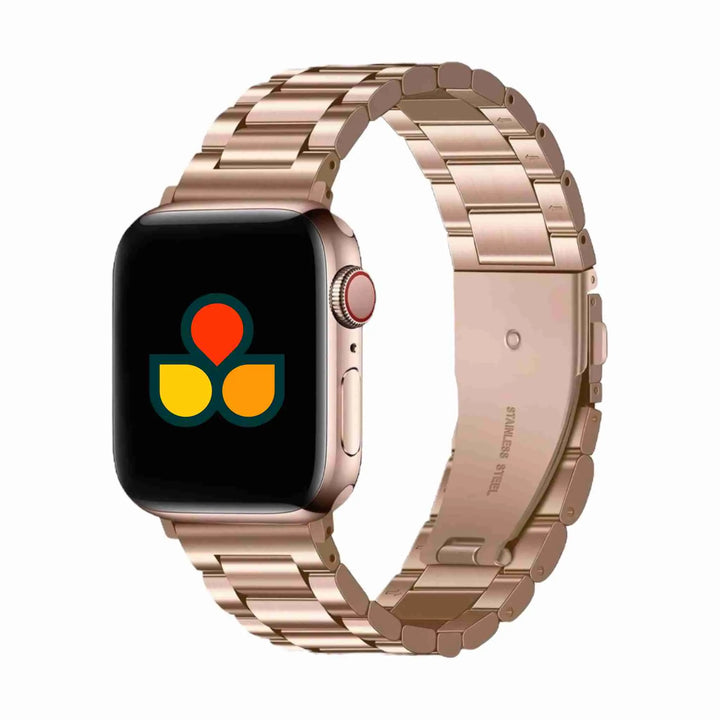 Stylish and modern Anhem Signature Steel Band for Apple Watch, ideal for both casual and formal occasions.  Signature Steel Strap  anhem.myshopify.com  Rose Gold / 44/45/46/49MM (Large Watch)
