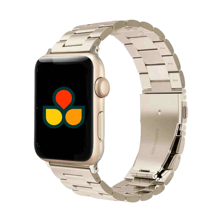 Elegant gold Anhem Signature Steel Band for Apple Watch, adding a touch of luxury to your wrist.  Signature Steel Strap  anhem.myshopify.com  Champagne Gold / 44/45/46/49MM (Large Watch)