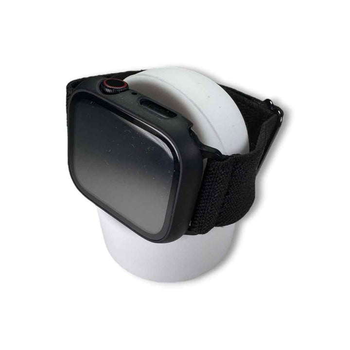 Anhem Portable Charging Stand featuring an elevated design for Apple Watch, showcasing a smartwatch in a clean white style.