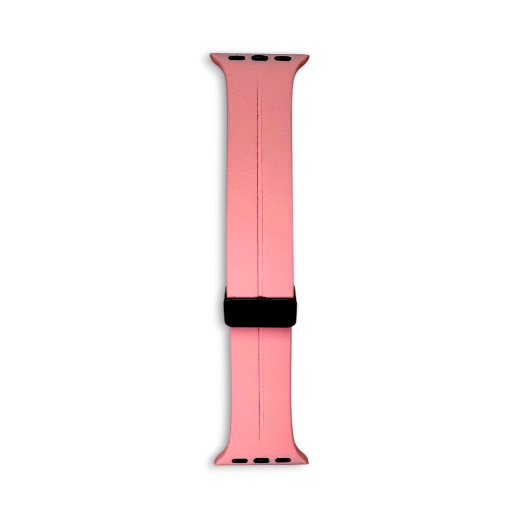 Anhem pink silicone apple watch strap with black magnetic buckle pfa free sport band