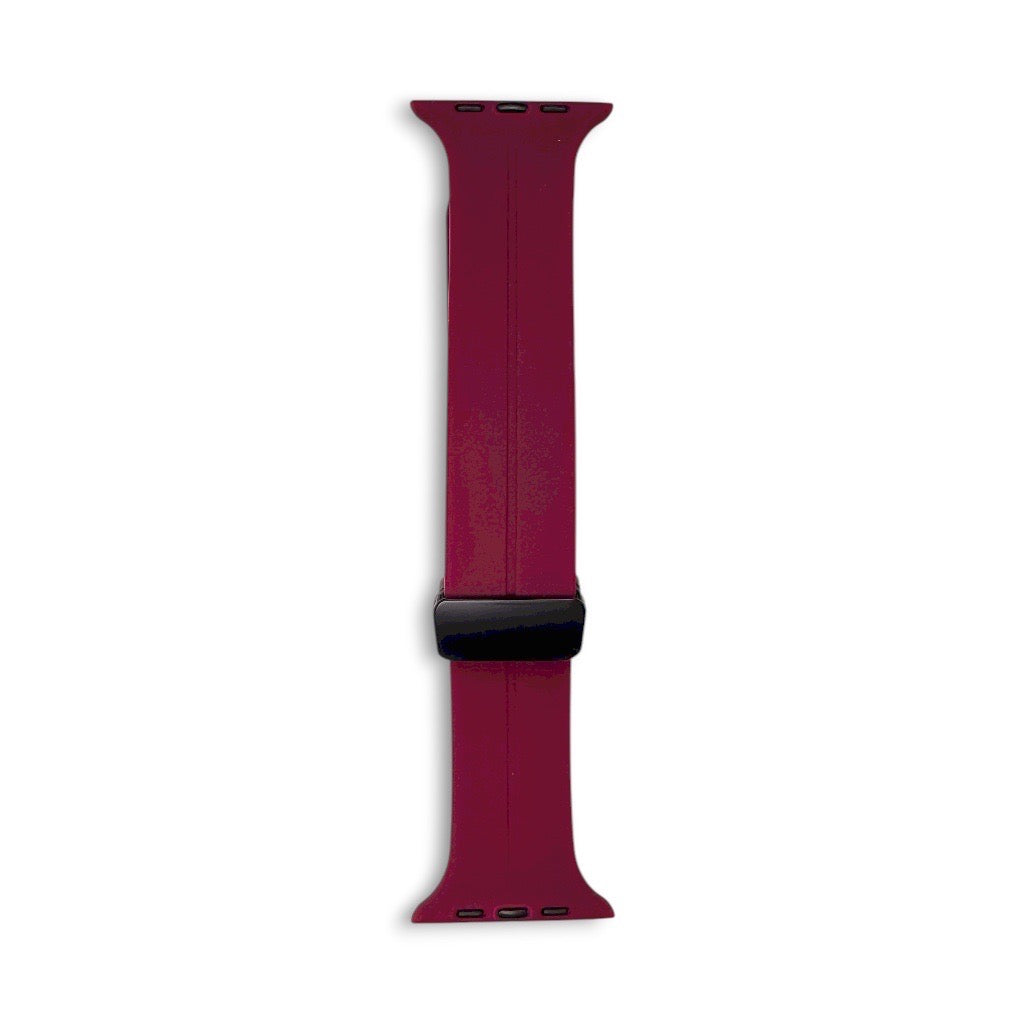 Anhem burgundy silicone apple watch strap with black magnetic buckle pfa free sport band