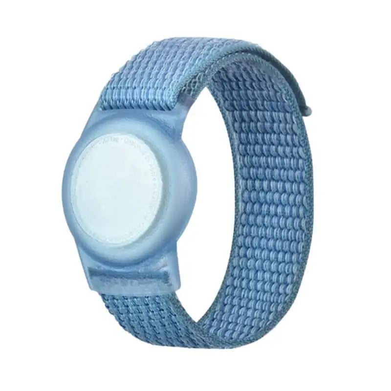 Anhem Nylon Band for AirTag, a light blue AirTag Bracelet that is water-resistant and hand washable, ideal for daily wear.  Nylon Band For Tracker Tag  anhem.myshopify.com  Blue