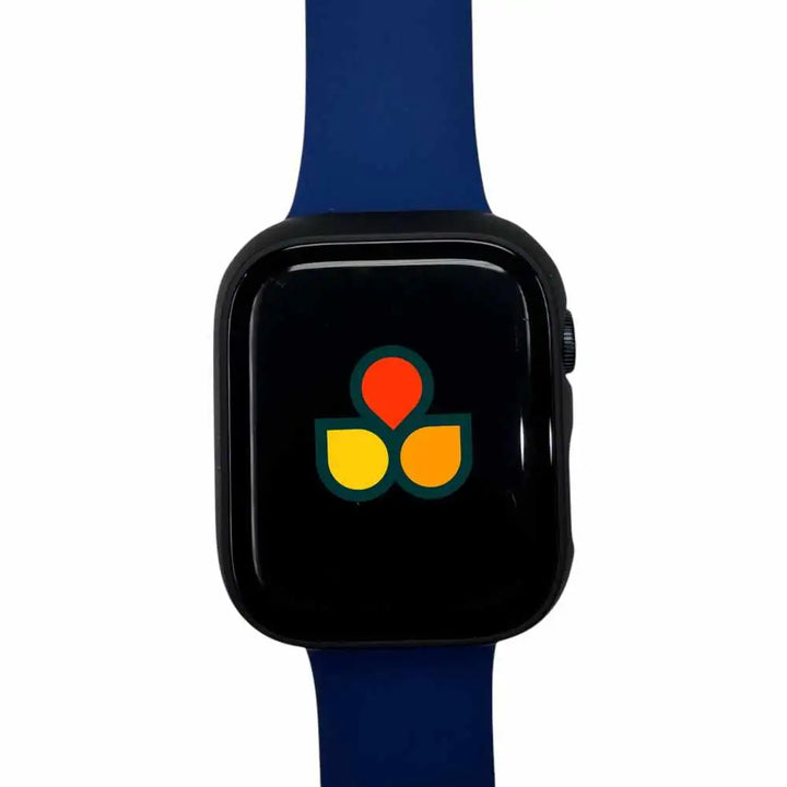 Anhem's black Matte Protective Screen Case Cover for Apple Watch on a black Apple Watch with bright display graphics, emphasizing protection and style.  Satin Guard Case Cover  anhem.myshopify.com  Black / 49mm (Ultra / Ultra2)