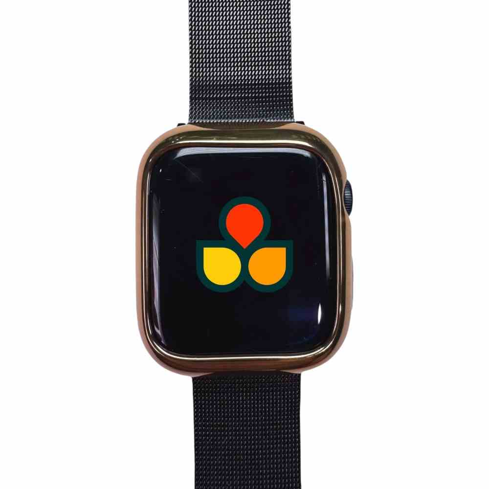 Anhem Protective TPU Case Bumper Cover on a gold Apple Watch, demonstrating elegance and style as an ideal Apple Watch Case.