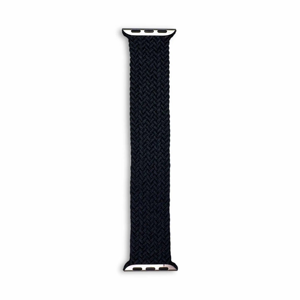 Black Braided Loop Band by Anhem, a breathable and stretchy Braided Apple Watch band.  Braided Infinity Strap  anhem.myshopify.com  Black / 44/45/46/49MM (Large Watch) / S
