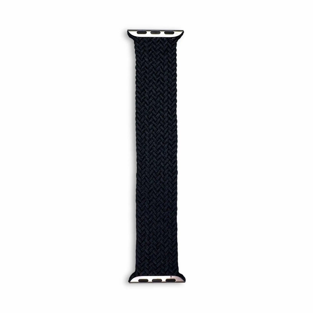 Black Braided Loop Band by Anhem, a breathable and stretchy Braided Apple Watch band.  Braided Infinity Strap  anhem.myshopify.com  Black / 44/45/46/49MM (Large Watch) / S