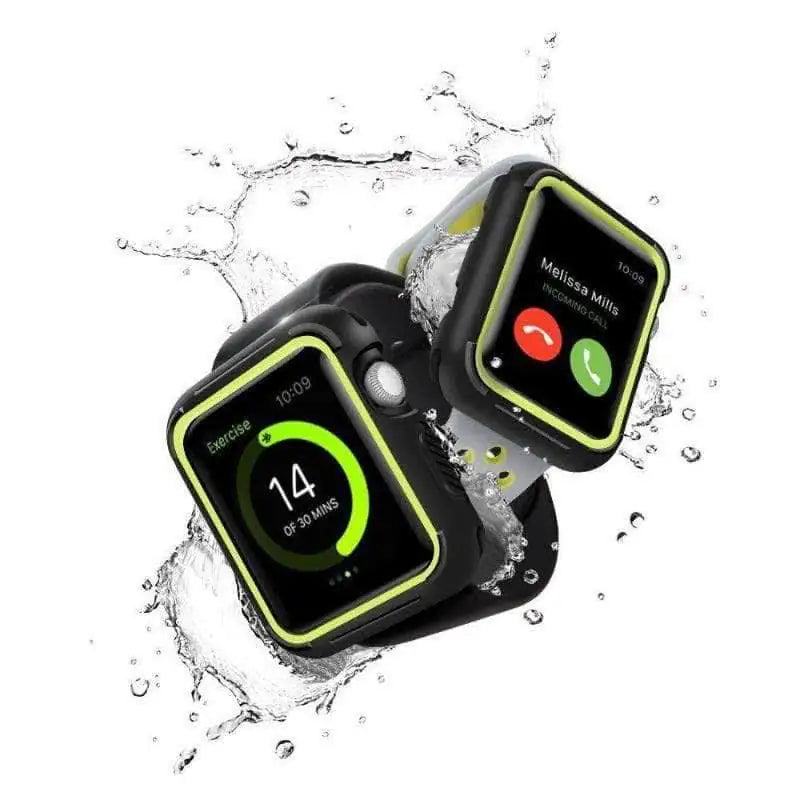 Rugged Sport Case Cover for Apple Watch, showcasing a waterproof design, perfect for active lifestyles, by Anhem.  Rugged Sport Case Cover  anhem.myshopify.com  Yellow / 41mm