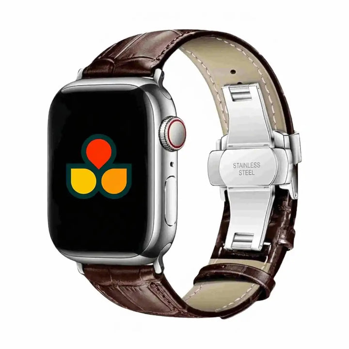 Allie Leather Strap  anhem.myshopify.com  Dark Brown / Silver Buckle / 44/45/46/49MM (Large Watch)