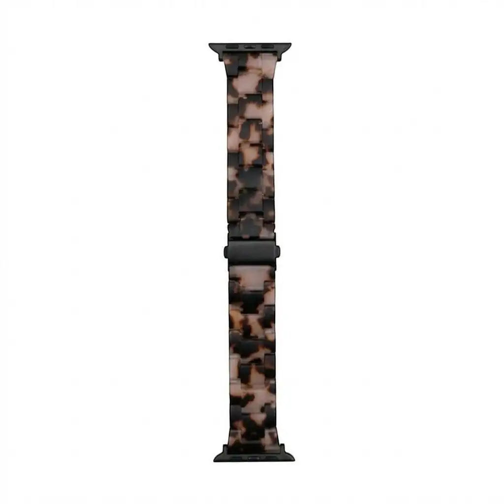 Tortoiseshell patterned watch band on a white background  Amber Resin Strap  anhem.myshopify.com  Black Pink / 38/40/41/42MM (Small Watch)