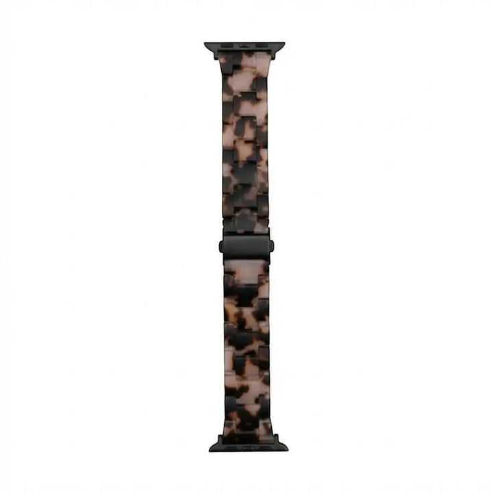 Tortoiseshell patterned watch band on a white background  Amber Resin Strap  anhem.myshopify.com  Black Pink / 38/40/41/42MM (Small Watch)