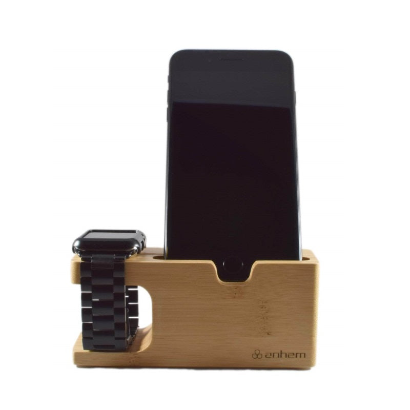 Anhem Stands Brown Bamboo Wood Charging Dock