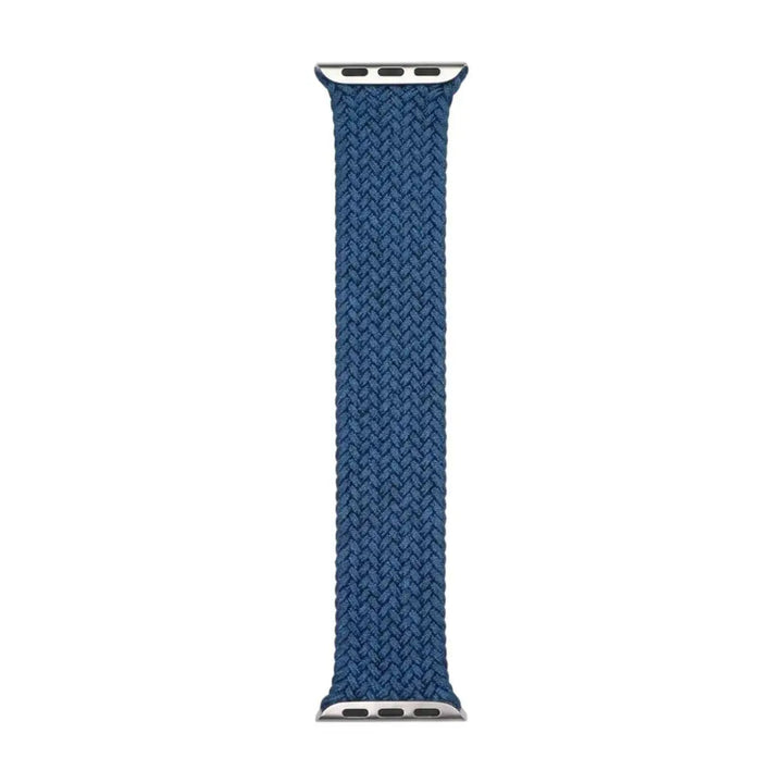 Anhem blue braided nylon infinity loop watch band with a flexible, breathable, and moisture-wicking design.