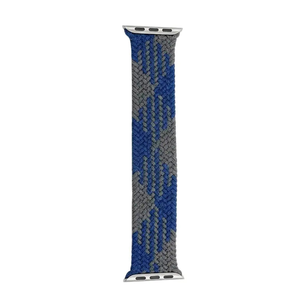 Anhem Braided Infinity Strap for Apple Watch in a blue and grey geometric woven nylon pattern
