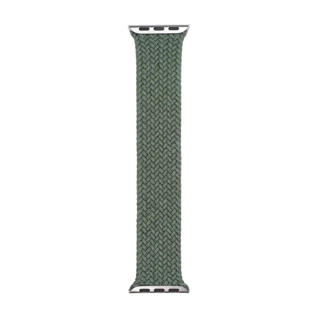 Anhem Braided Infinity Strap in olive green woven nylon for Apple Watch, featuring a flexible, clasp-free design.