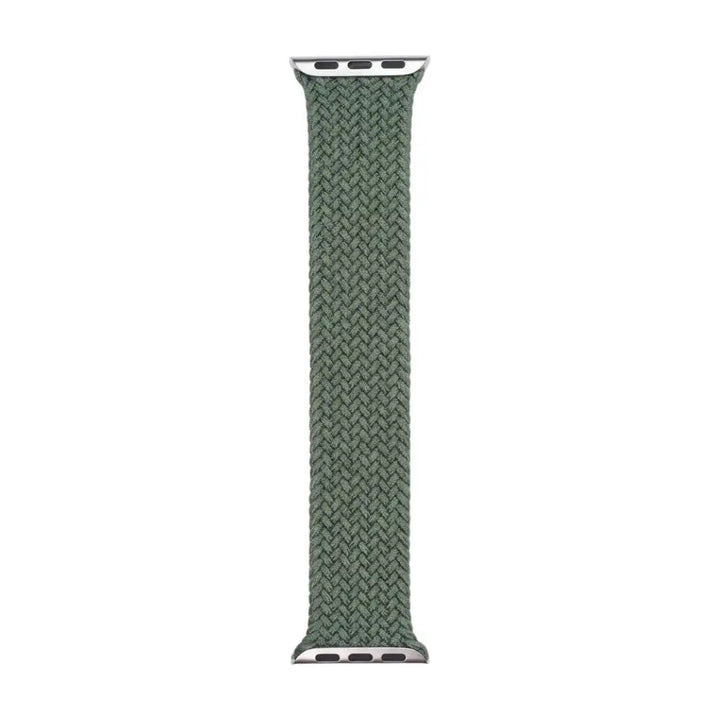 Anhem Braided Infinity Strap in olive green woven nylon for Apple Watch, featuring a flexible, clasp-free design.