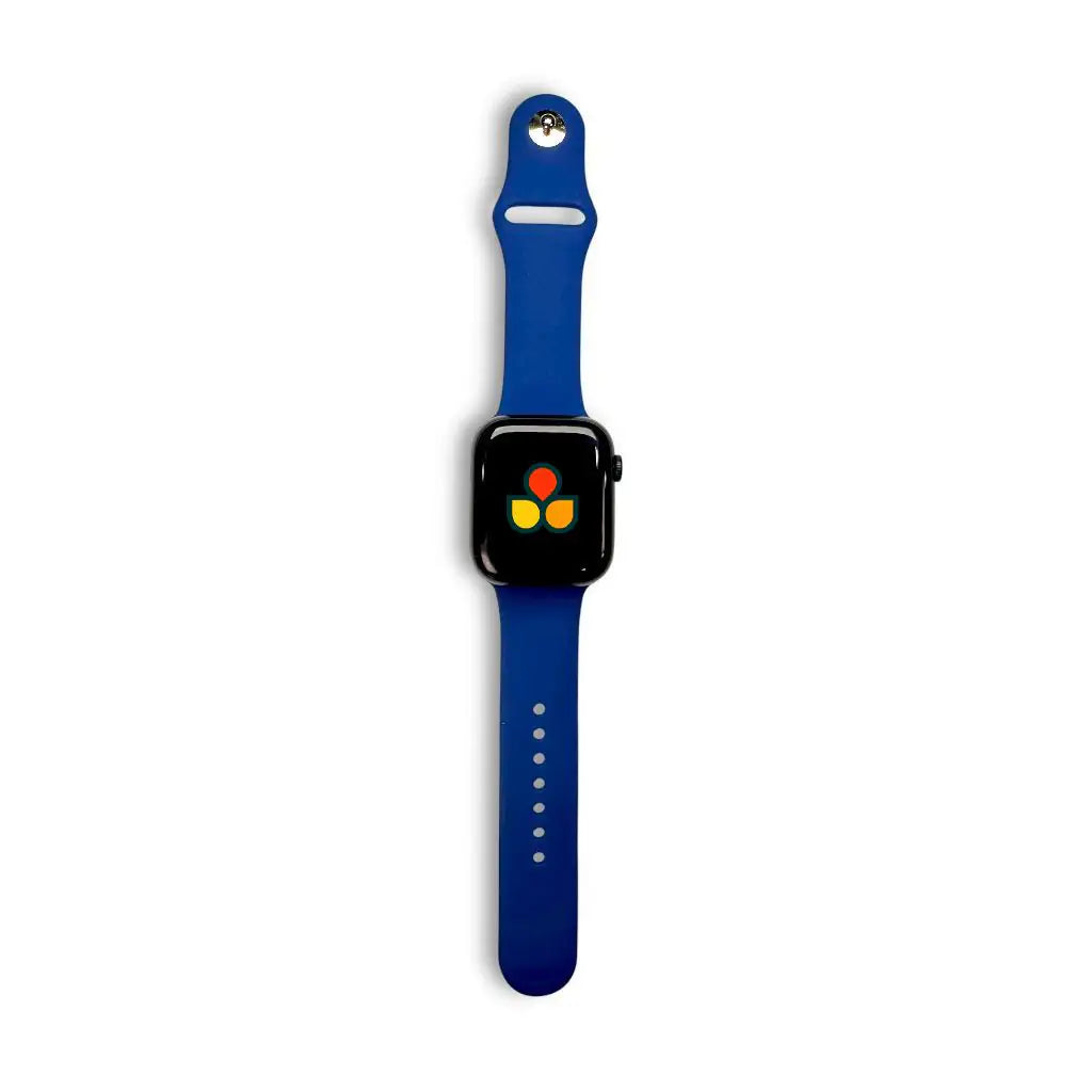 Anhem Endura silicone sport watch band in vibrant blue, compatible with Apple Watch for workouts and daily wear.
