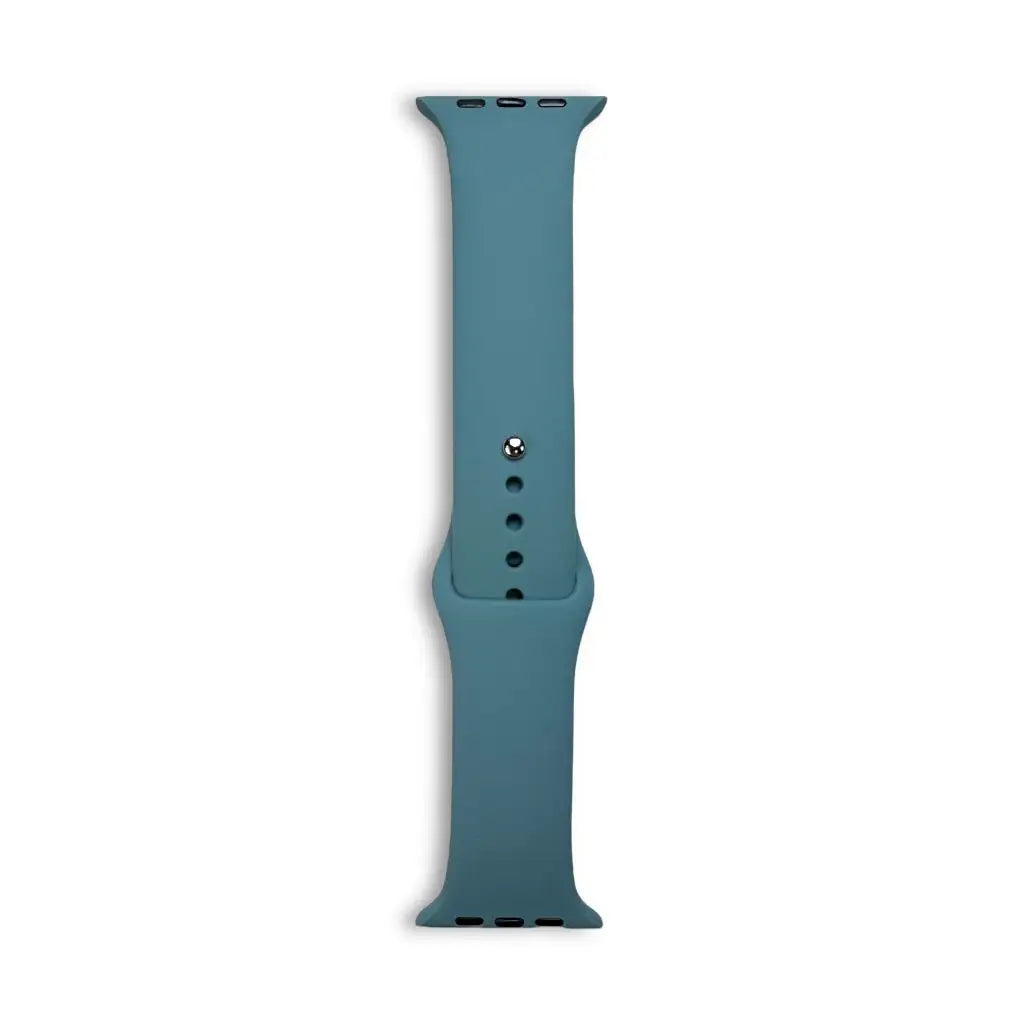 Anhem Endura silicone sport watch band in a muted teal blue, designed for Apple Watch with a secure pin closure.