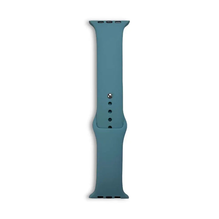 Anhem Endura silicone sport watch band in a muted teal blue, designed for Apple Watch with a secure pin closure.