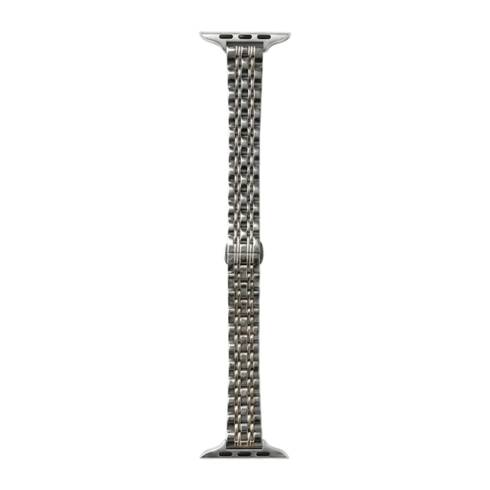 Metal apple watch band on a white background