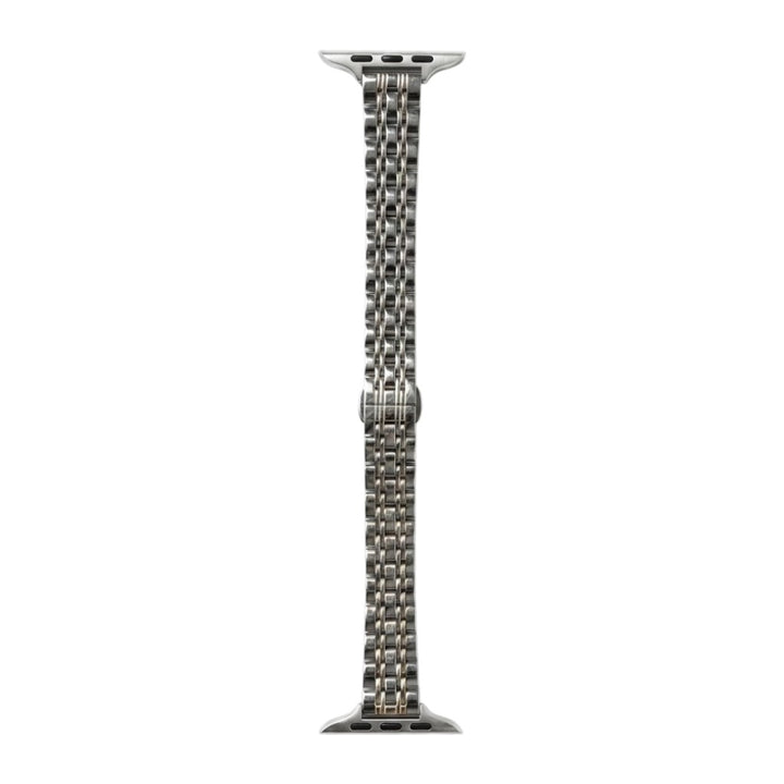Metal apple watch band on a white background