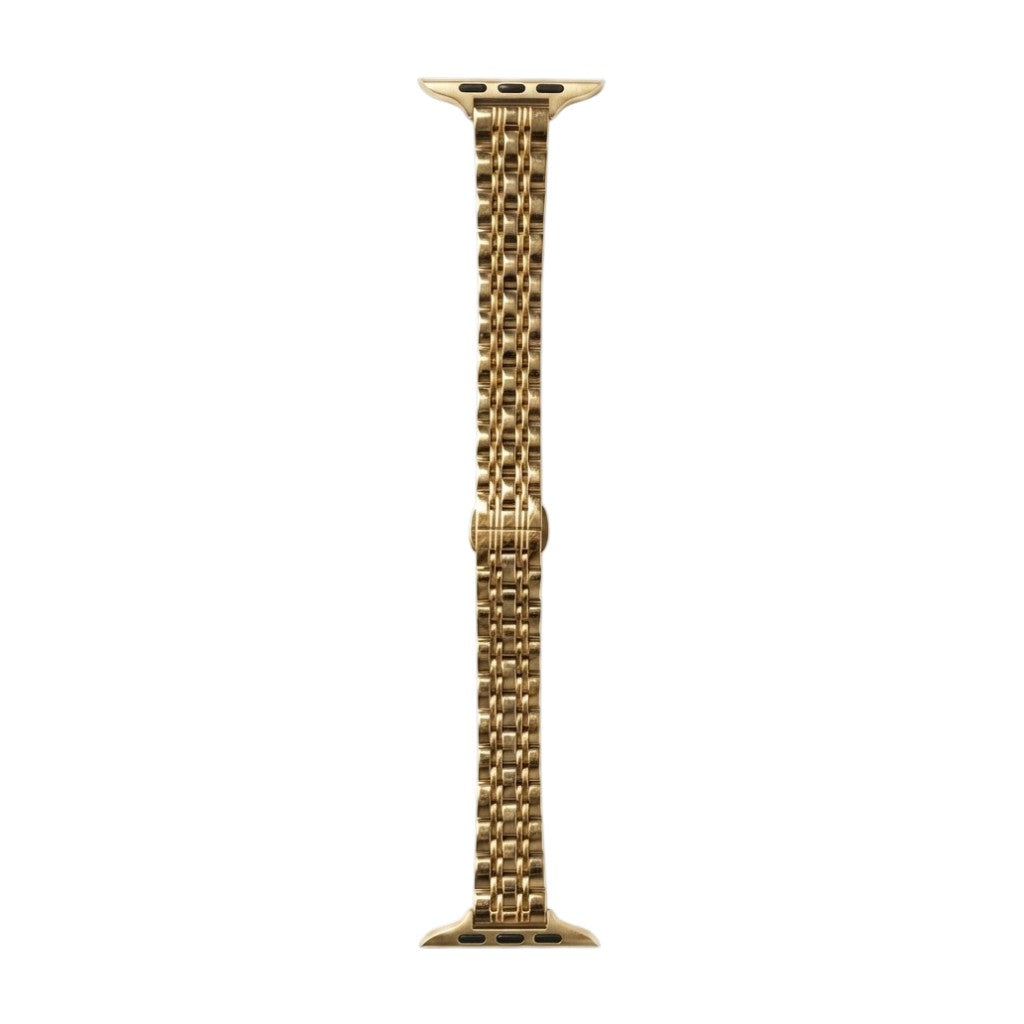 Gold apple watch band on a white background