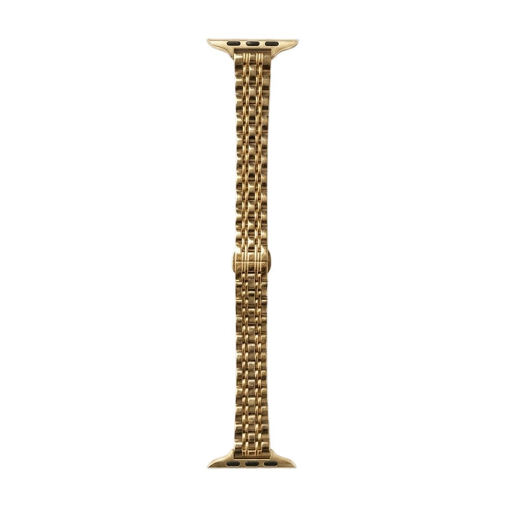 Gold apple watch band on a white background